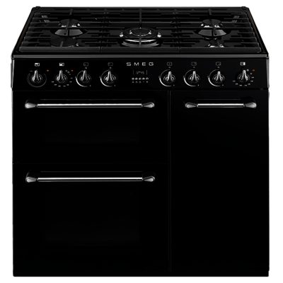 Smeg BU93BL 90cm Burghley Duel Fuel 3 Cavity Range Cooker in Black